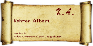 Kahrer Albert névjegykártya